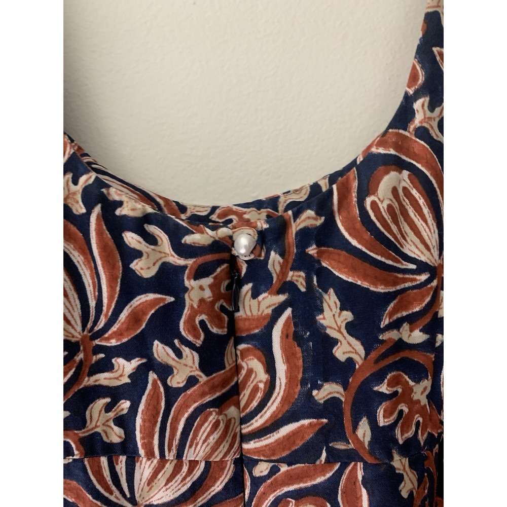 JODI Inaaya Silk Dress Sz M Midi Floral Hand Embroidery Hand Printed Lined Boho - Picture 10 of 15